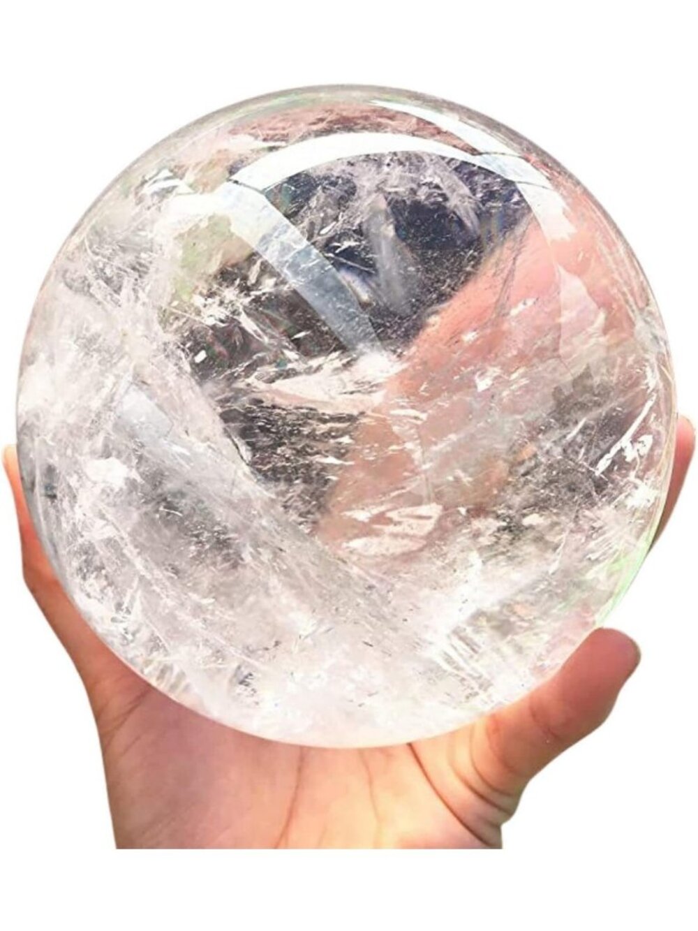 Natural Clear Quartz Crystal Sphere for Healing, Home Decor & Wealth Attraction